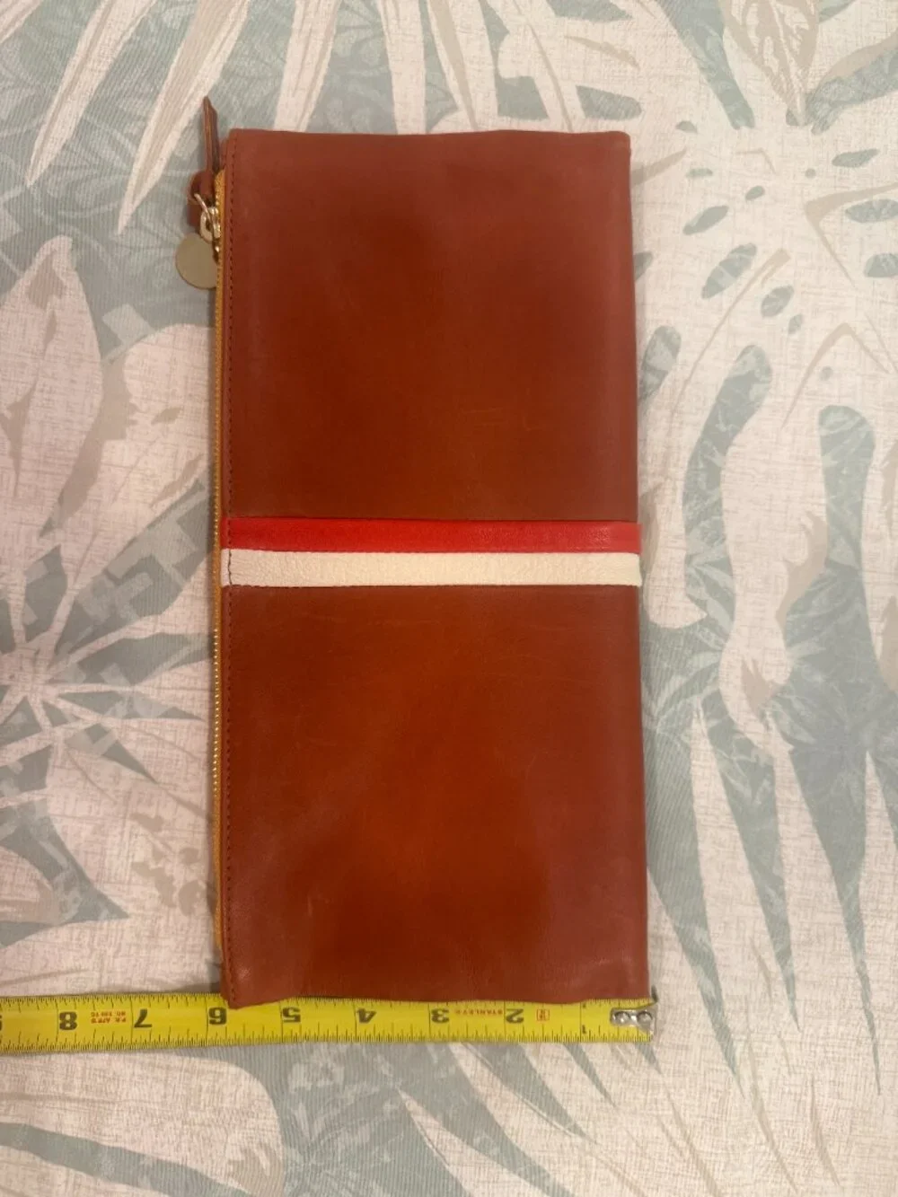 Clare V. Foldover Clutch in Cognac, Red & Cream Soldout on Revolve!
